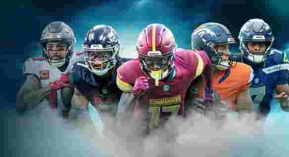 Sports players in action behind a DAZN logo