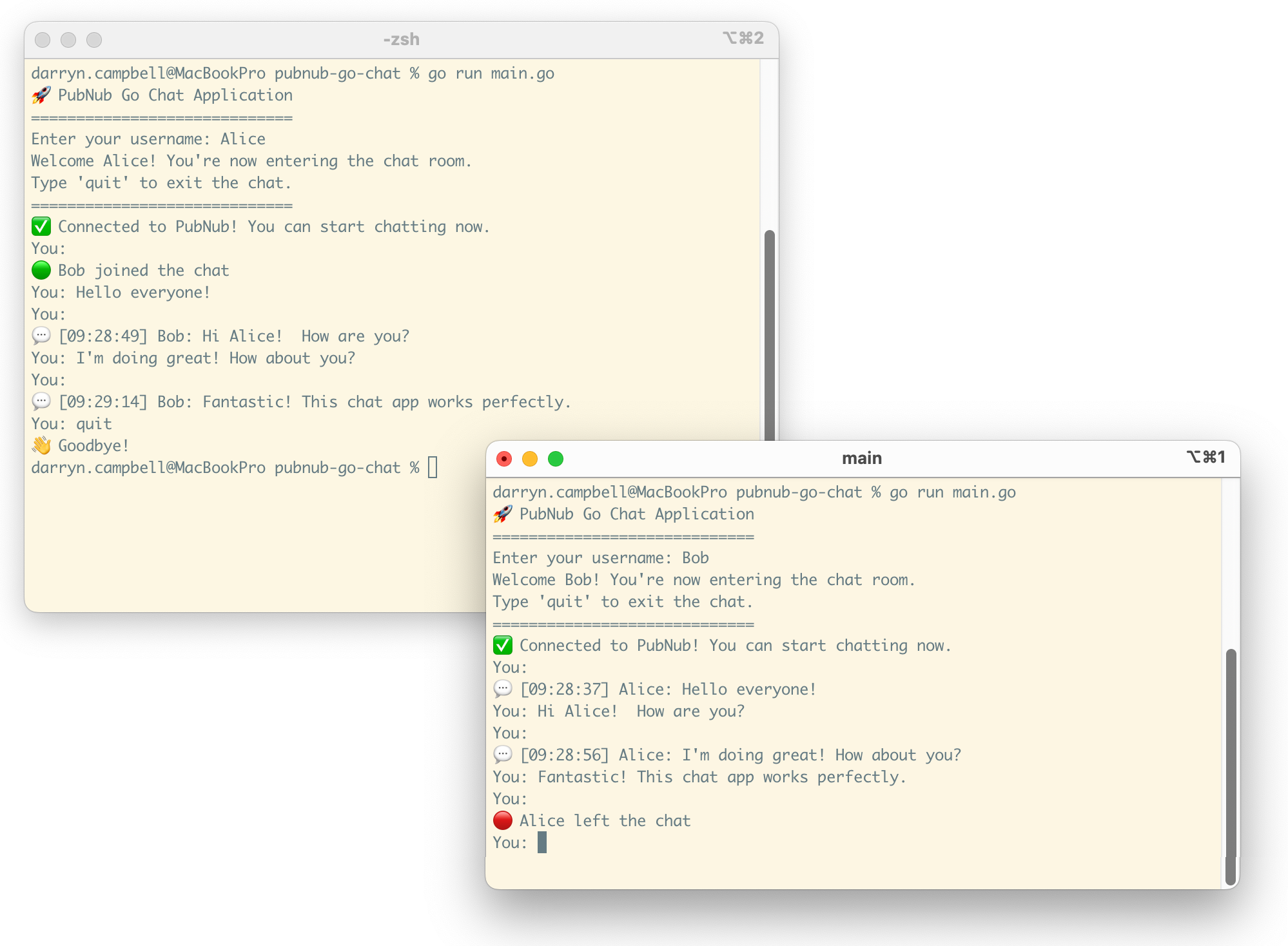 Build a Chat app in Go using PubNub
